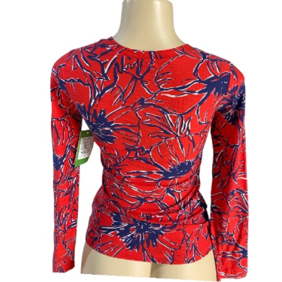 Lilly Pulitzer Mandy V Neck long sleeves in red - Picture 4 of 5